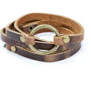 Handmade 5 Wrap Leather Circle Bracelet for Women